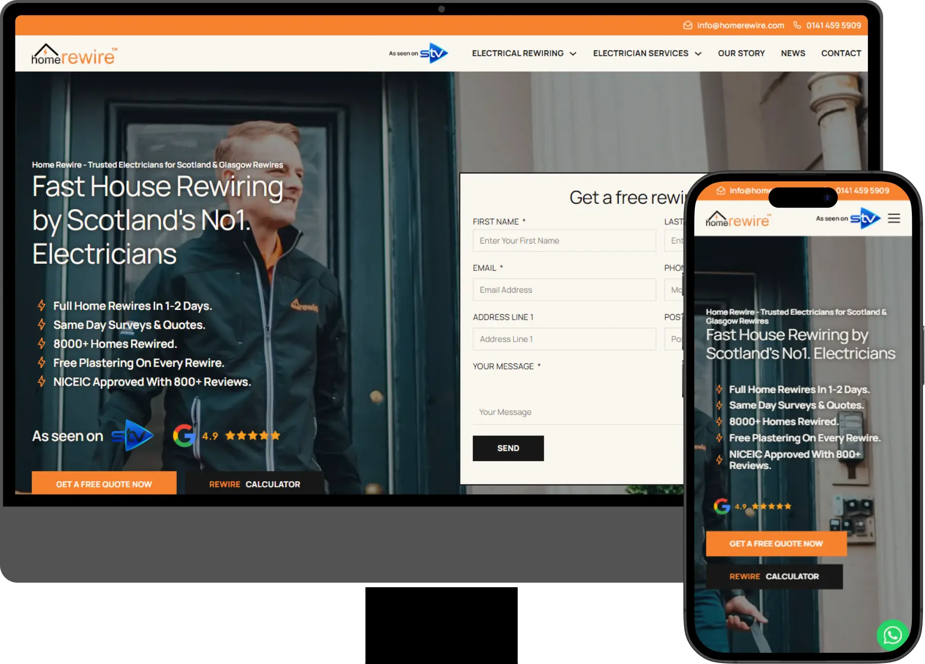 desktop web design electrician