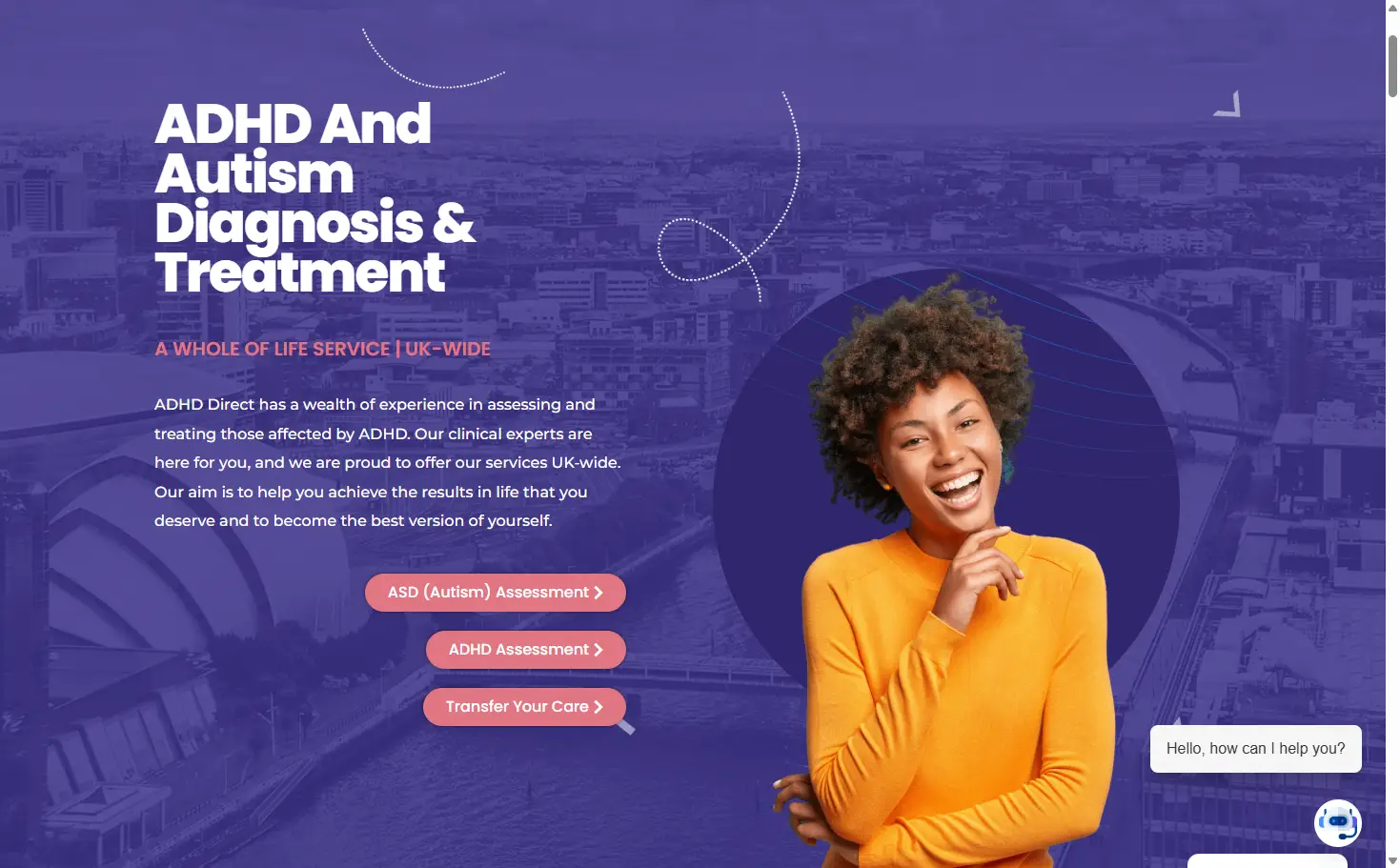 web design adhd clinic homepage